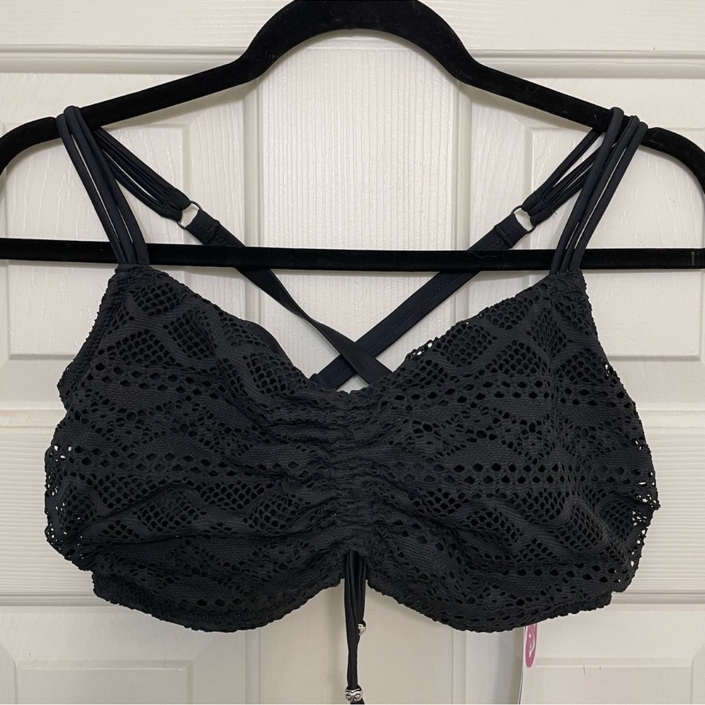Freya Black Crochet Bikini Top